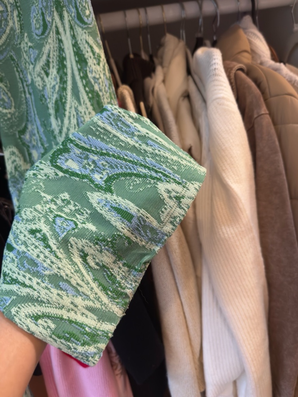 Zara Green Paisley Knit bell bottom pants - Picture 4 of 5